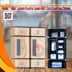 NAIBA ^ 1624 ' LEMARI PLASTIK JUMBO MSC GOLD GANTUNG CERMIN